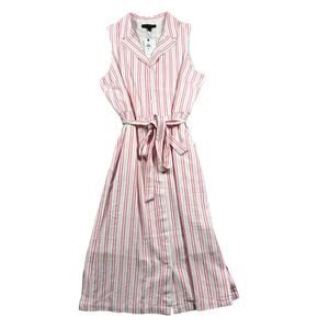 Banana Republic Red White Pinstripe Dress Size 10